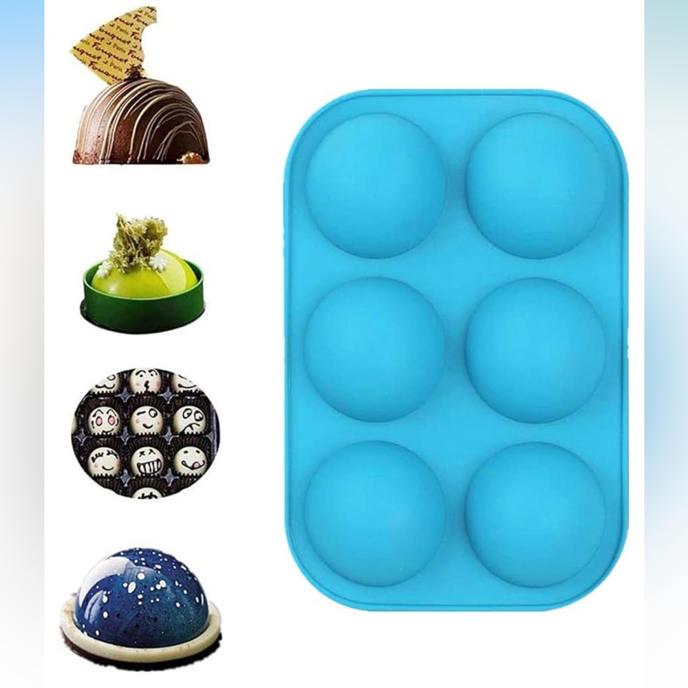 6 Hole Silicone Mold For Chocolate, Cake, Jelly, Pudding, Soap, Dia 2 1/2 inches